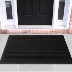 Ottomanson Rubber Doormat Indoor/Outdoor 24" x 36",  black